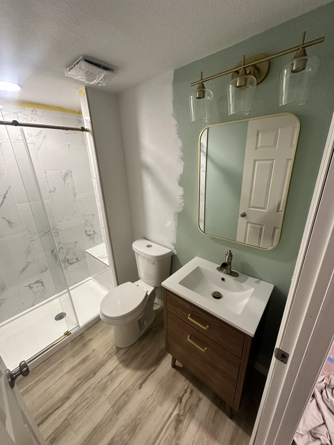 Completed basement bathroom renovation