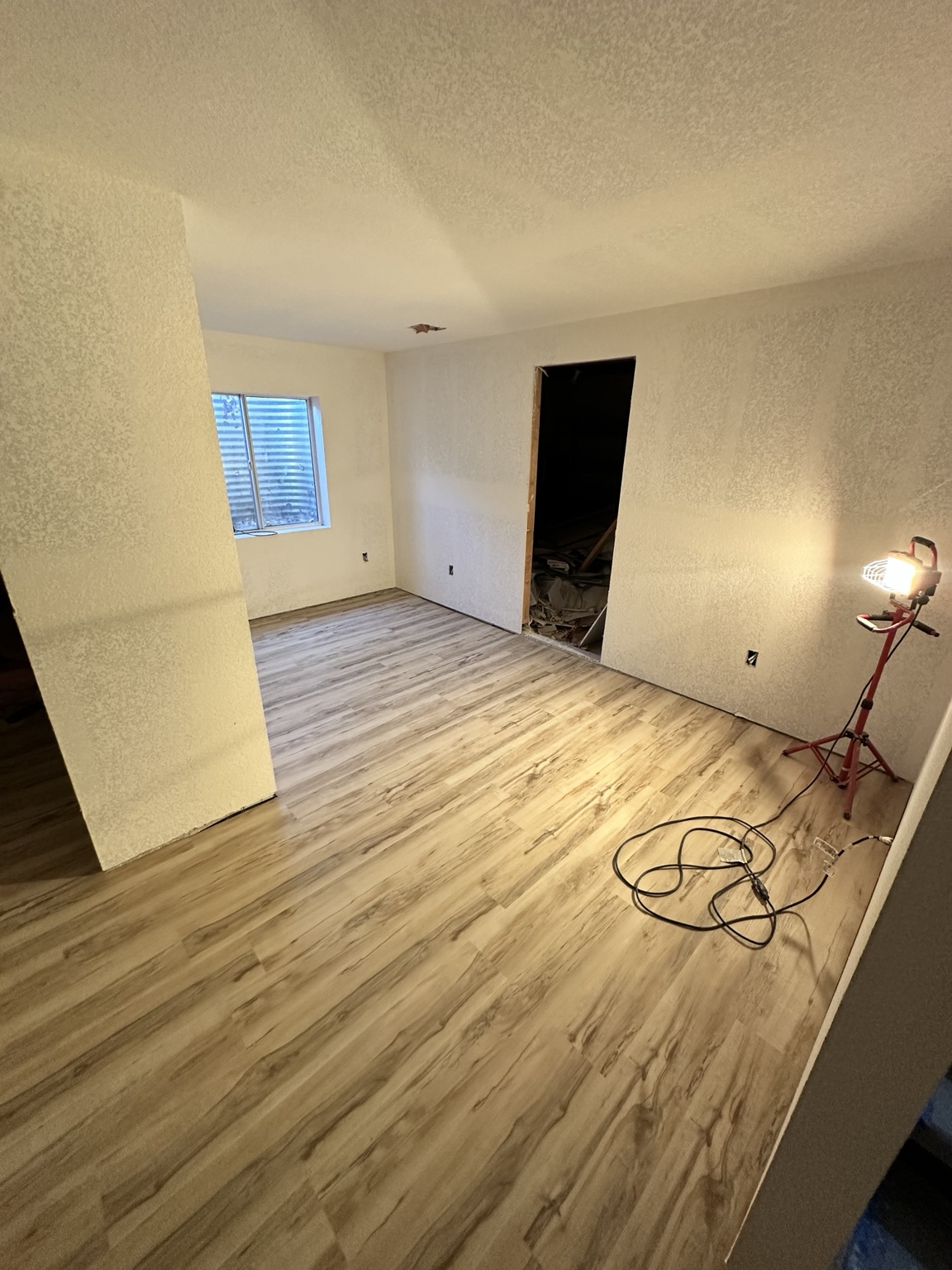 Basement renovation finishing progress