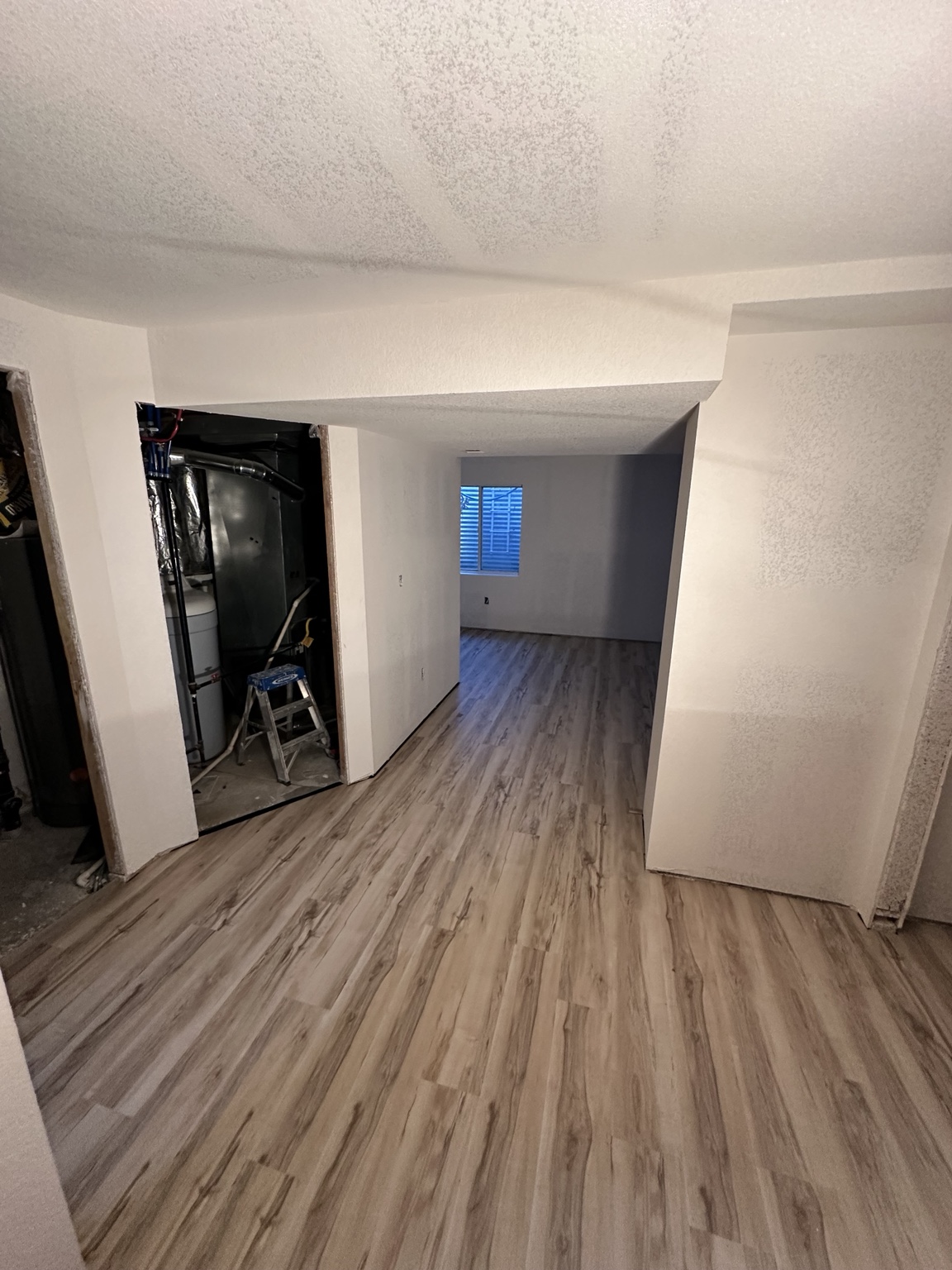 Basement renovation finishing progress