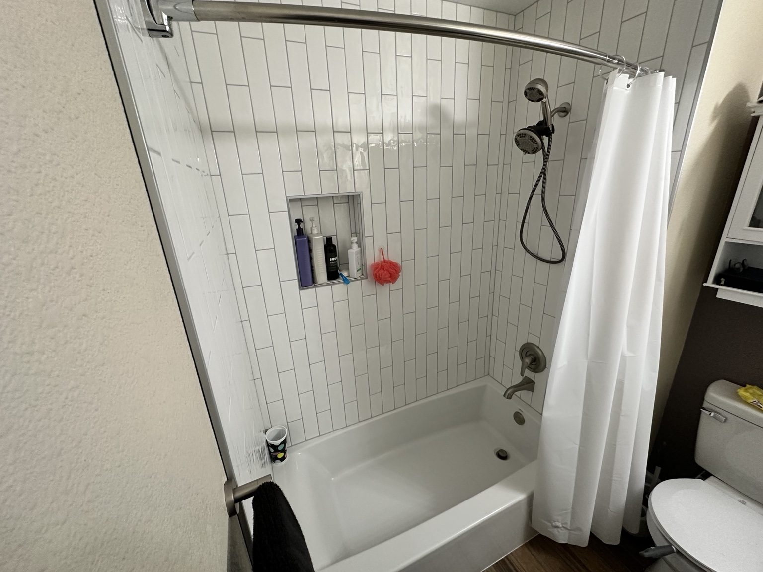 Completed bathroom vanity and flooring renovation