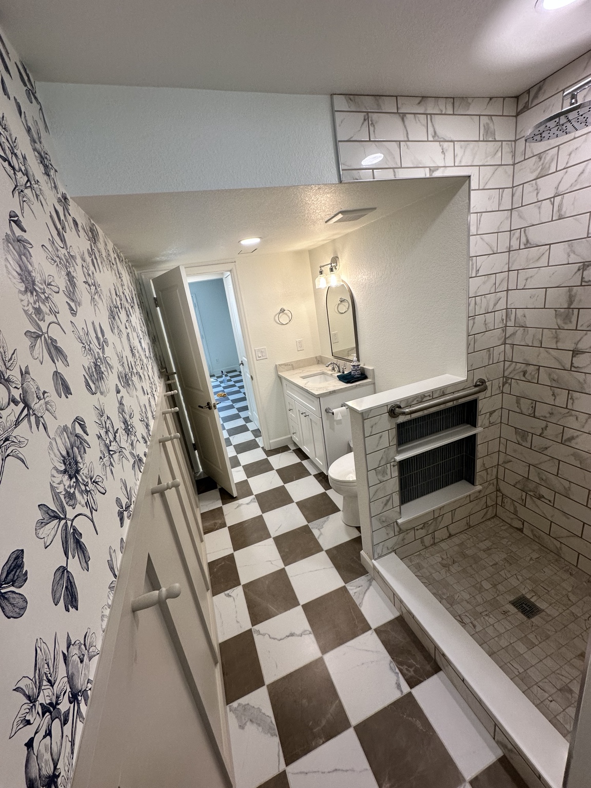 Completed bathroom shower and vanity renovation