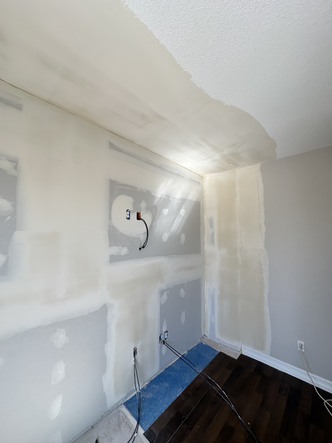 Drywall repair project in progress