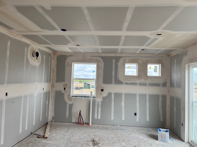 Interior renovation drywall in progress